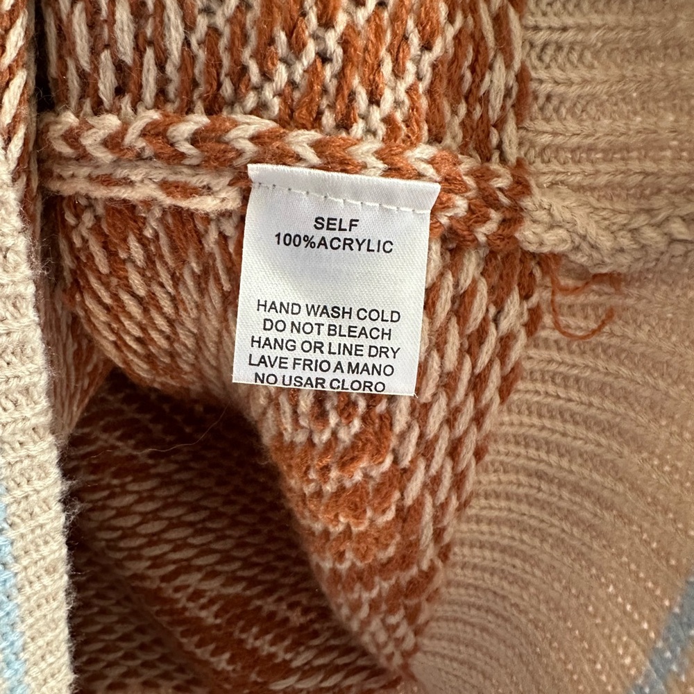 Easel Triangular Patterned Brown And Cream Sweater - image 3